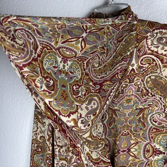 Vintage 90s San Andre Long Sleeve Asymmetrical Shawl Neck Blouse Paisley Sz 12 - Picture 11 of 14
